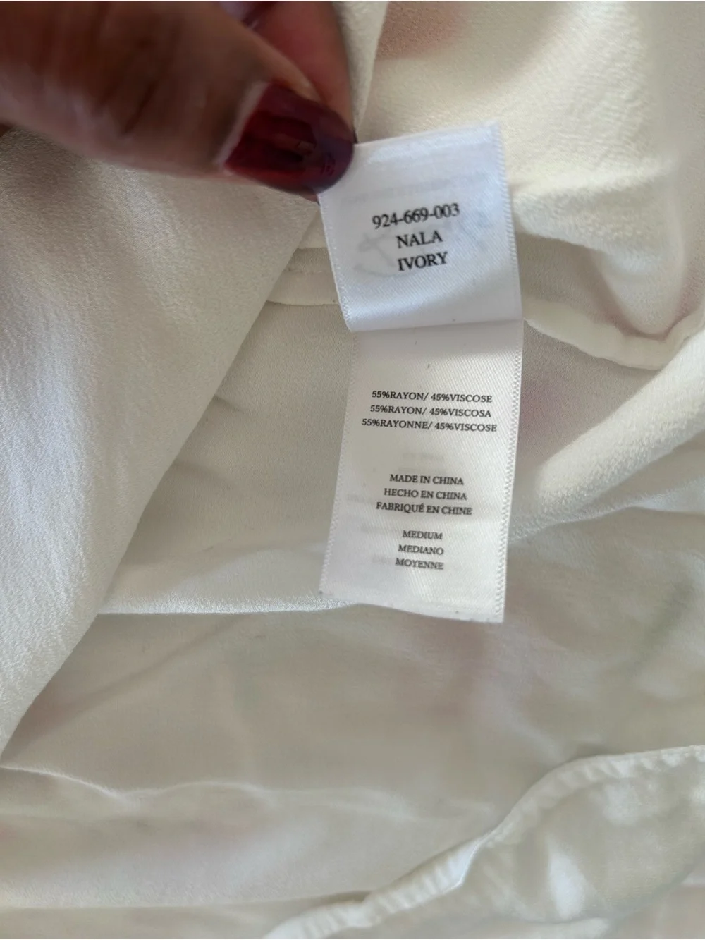 Rails Nala Ivory Satin V-Neck Blouse Size M